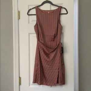 Express Mauve and Black Striped Faux Wrap Dress